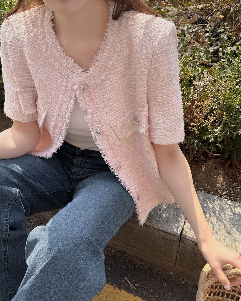 Earth Tweed Short-Sleeved Jacket