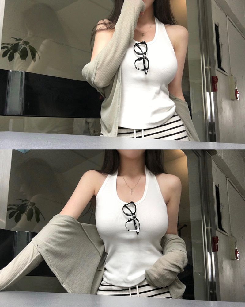 BEIDELLI（ベイデリー）の「[MADE] Ballet, rib V-neck holter camisole（Tops）」