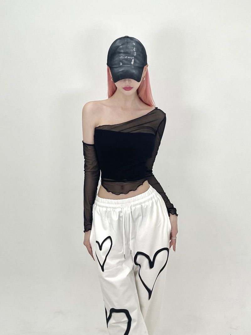 432. Summer wave mesh top (bk, wh, pk)