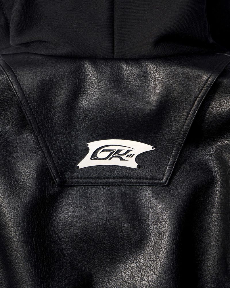 OVERSIZED HOODED LEATHER BOMBER JACKET