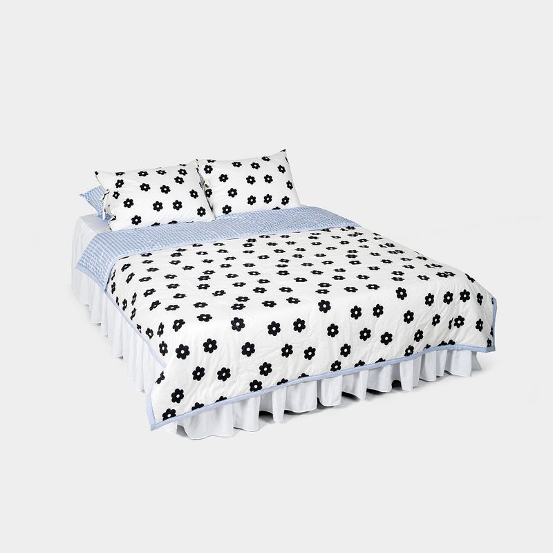 Borderline Pattern Reversible Summer Comforter - Black Flower - SS size