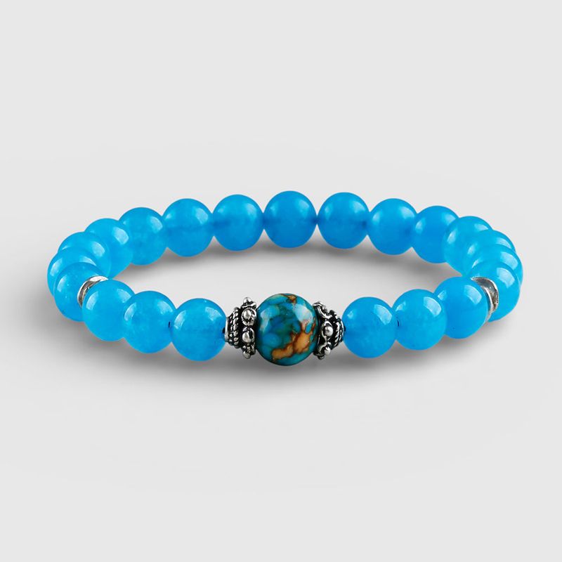SVB-1021 Aqua Blue Stone Bead Bracelet