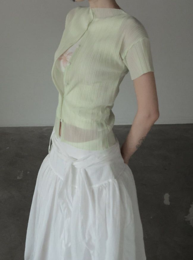 Ellen Sheer Pleated Cardigan