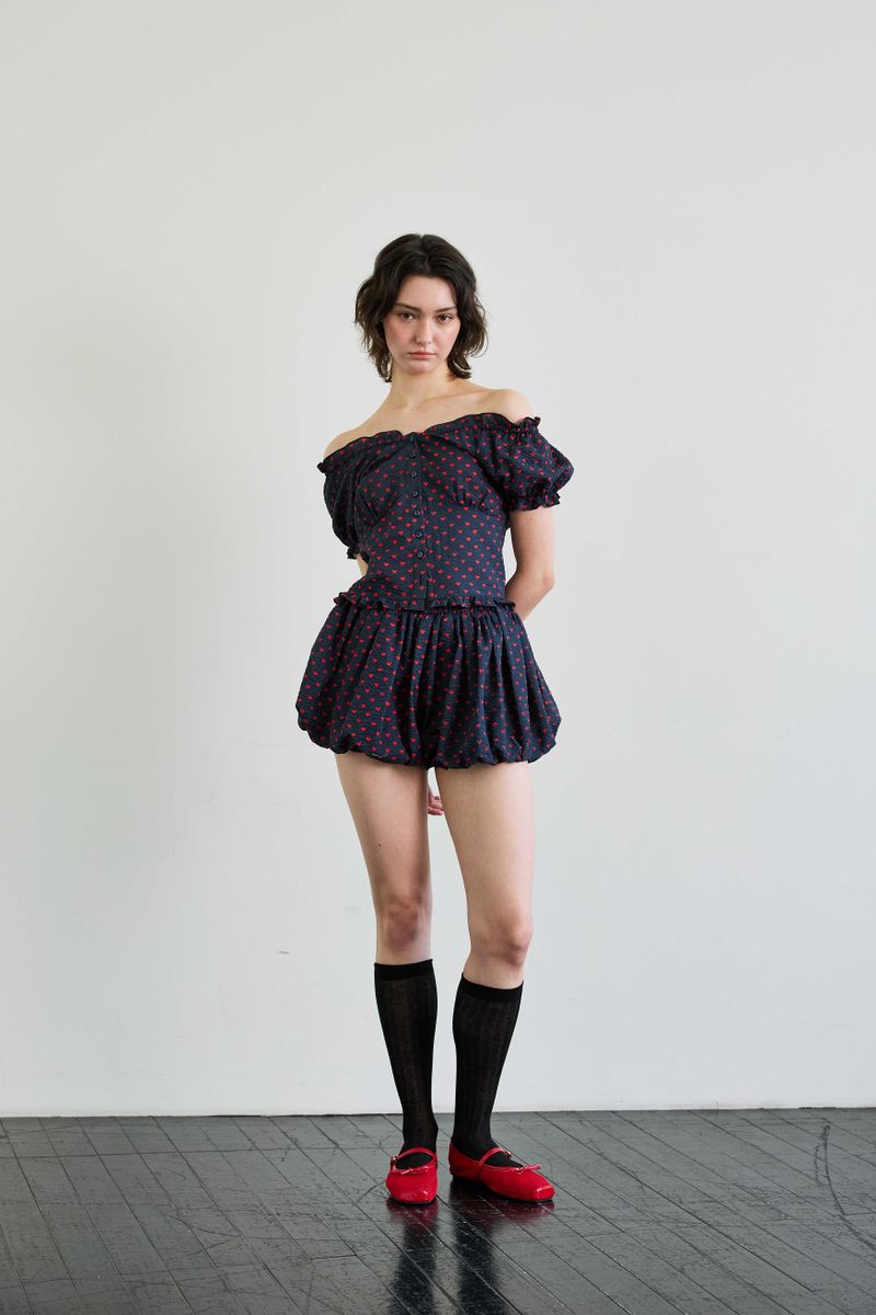 MINI HEART TWO WAY BLOUSE / NAVY