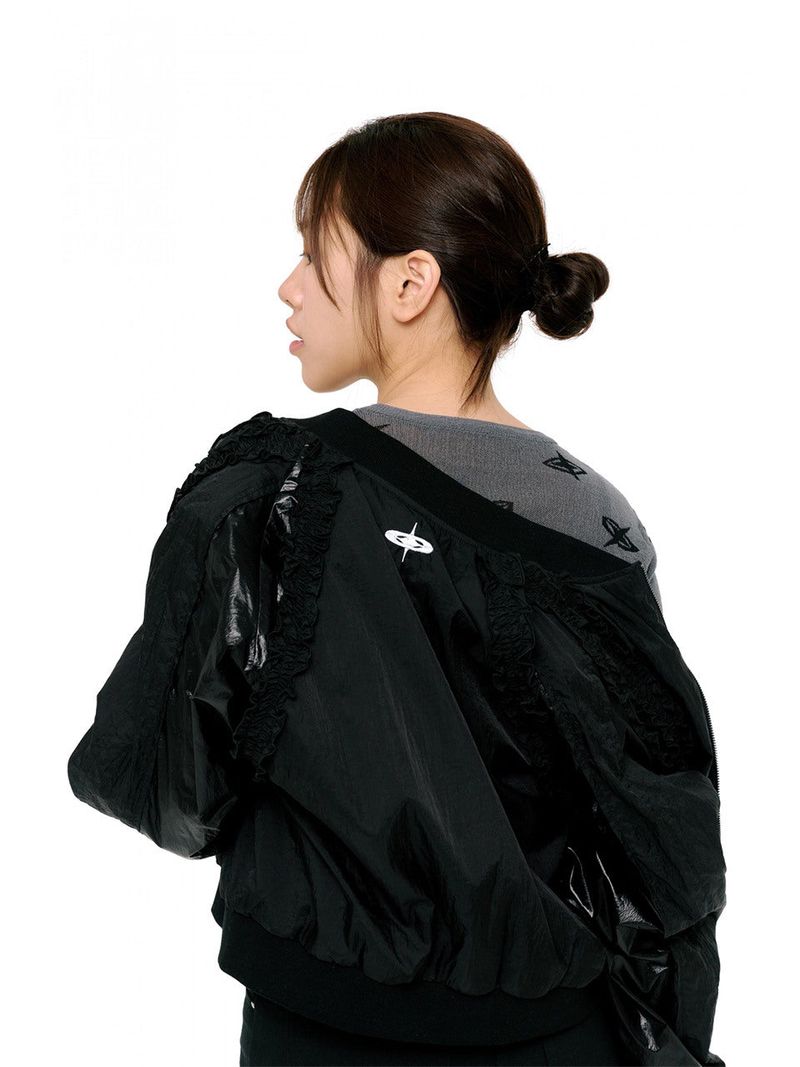 SHOULDER SHIRRING ZIP UP 2 COLOR(LEBSSJP5168)