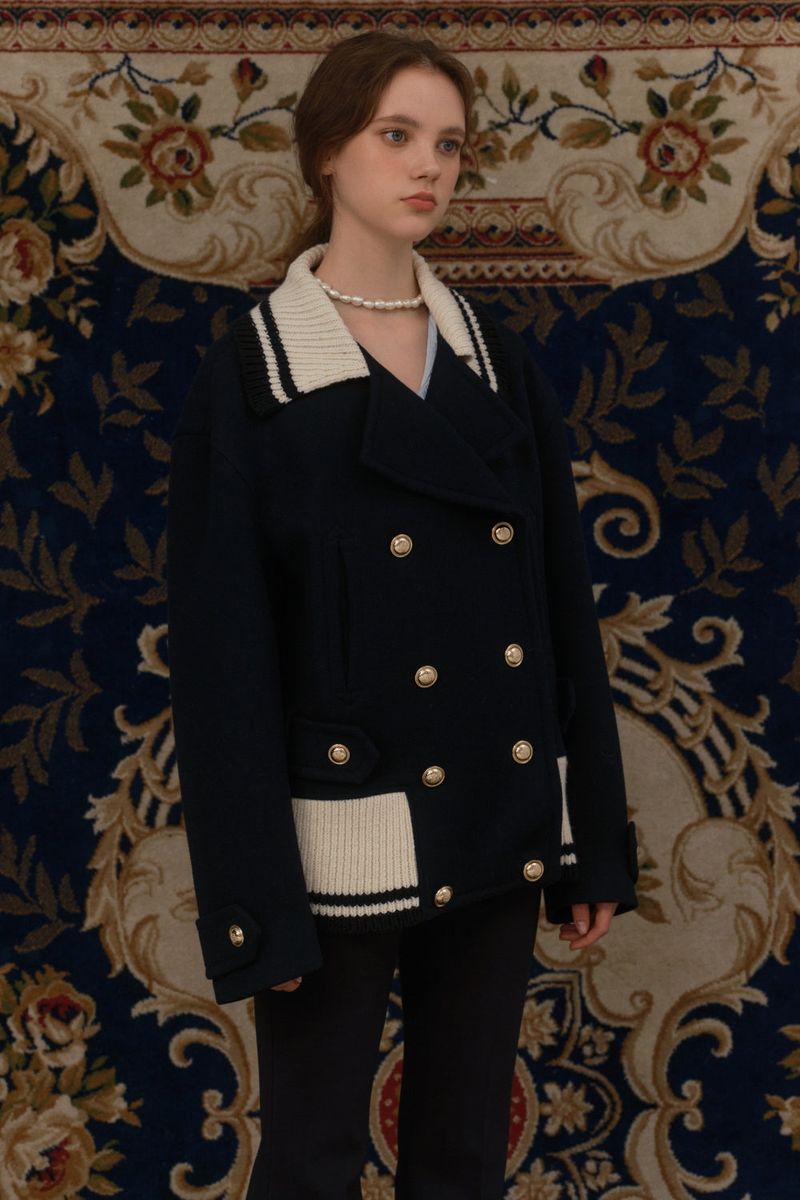 Knit collared coat