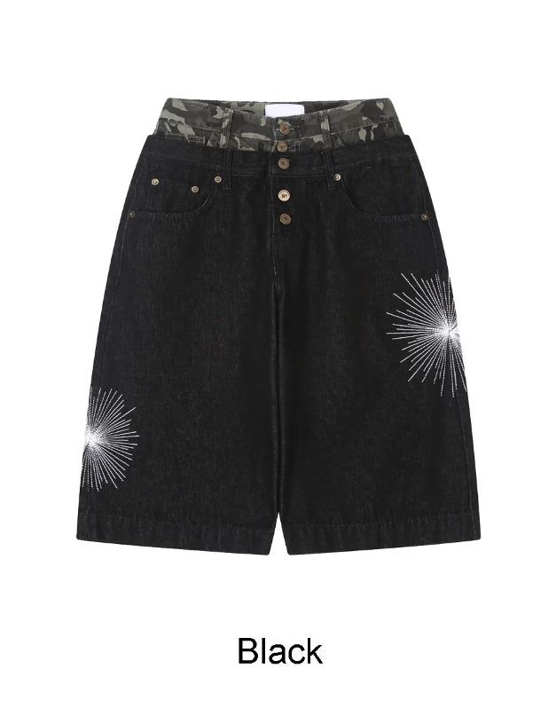 Radi camo sagging Bermuda denim pants
