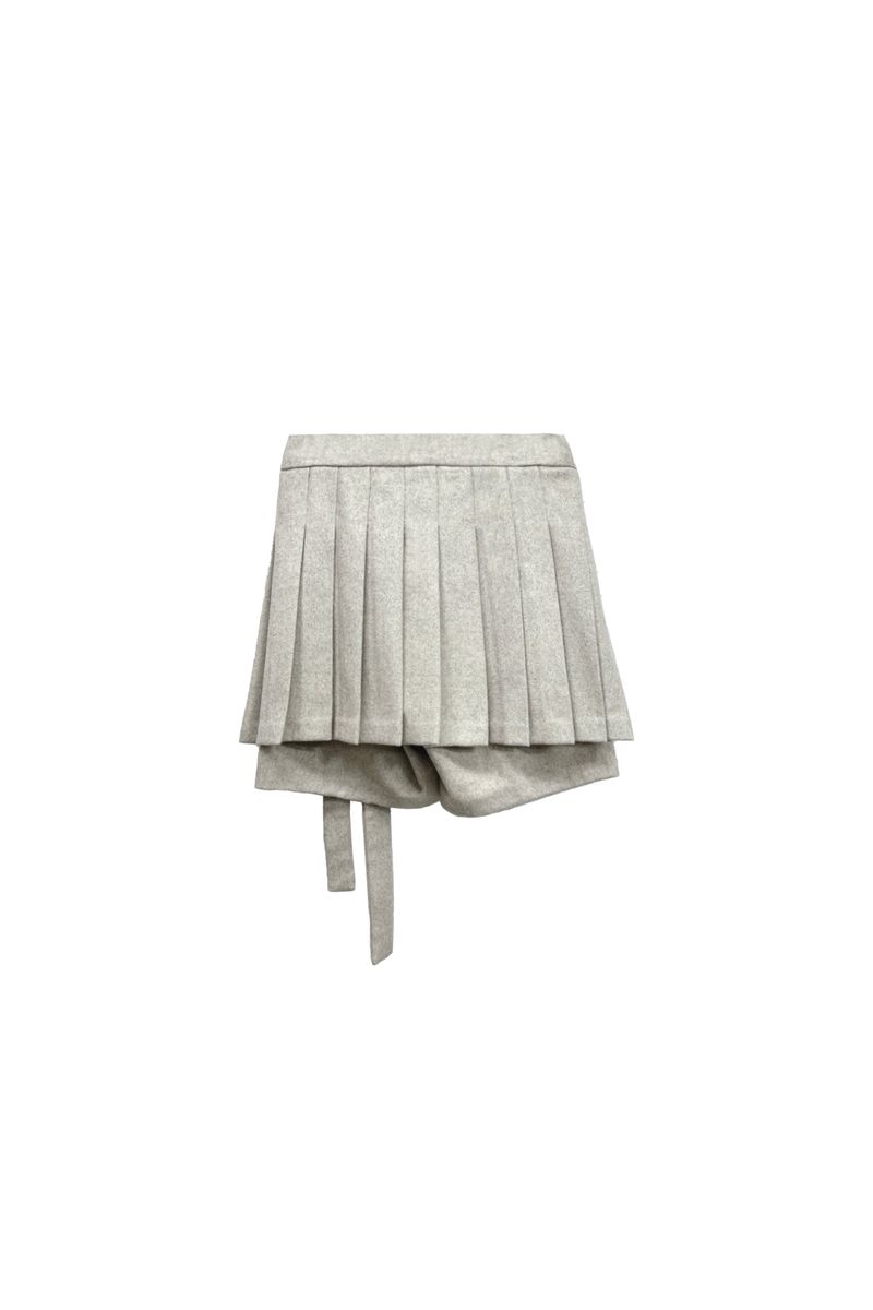CLASSY HERRINGBONE WOOL SKIRT PANTS / IVORY