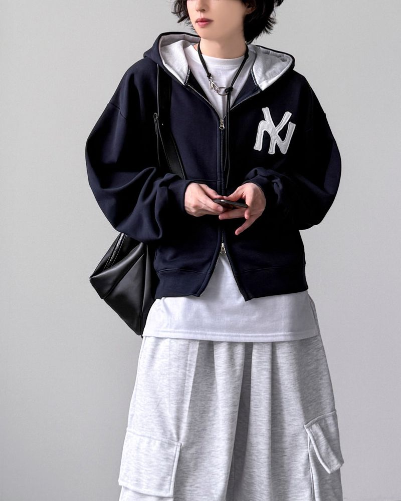 Applique Crop Hood Zip-Up