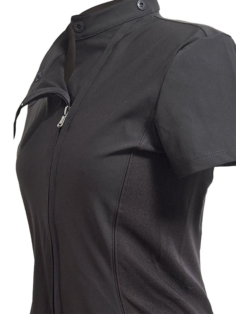  CURVED ZIP-UP SHIRT . DARK BROWN