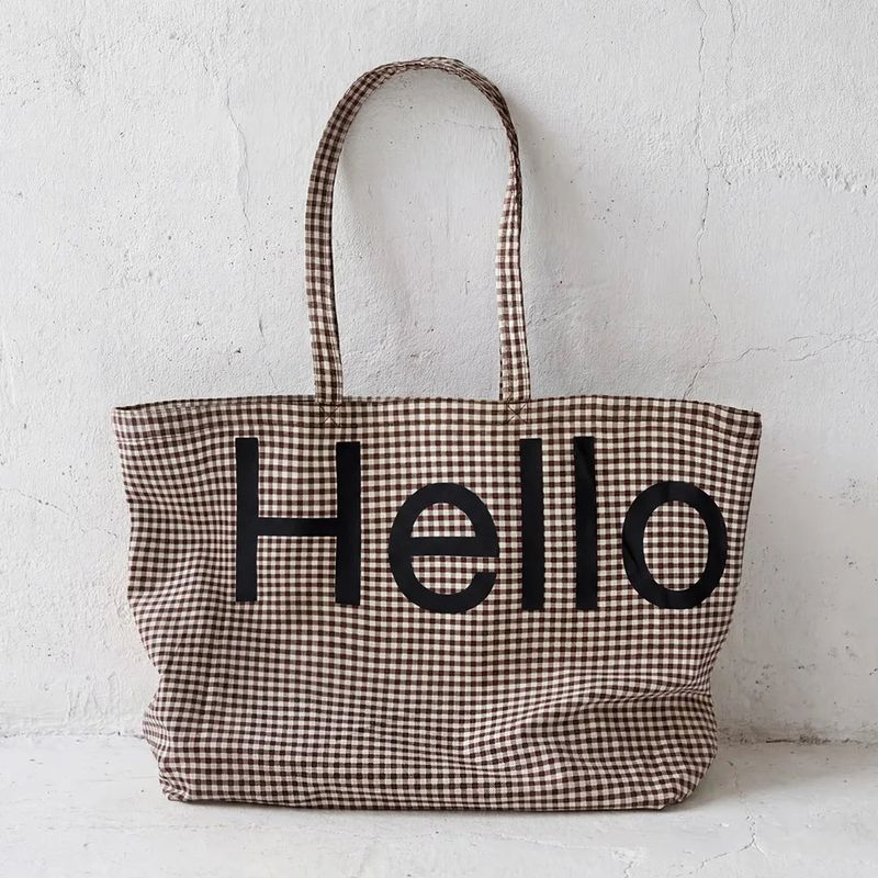 hellodude（ハローデュード）の「ビッグ トートバッグーブラウンチェック（バッグ）」