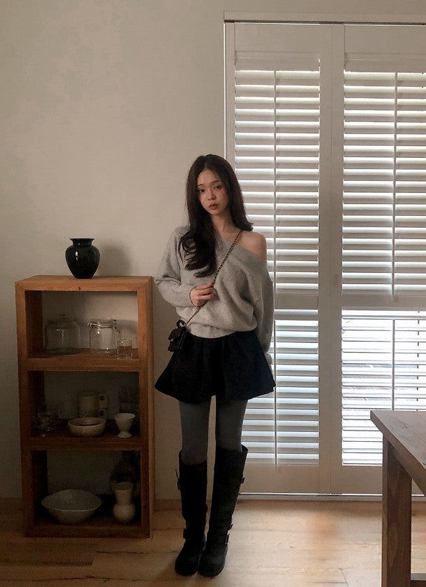 MN Daily Wool Off Shoulder Knit (4color)