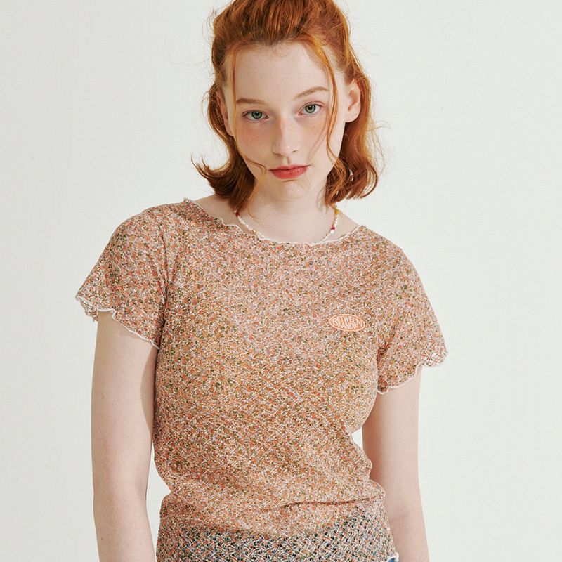 Between A and B（ビットウィーンエーアンドビー）の「INTERLOCK STITCH LACE TOP_ORANGE（Tops）」