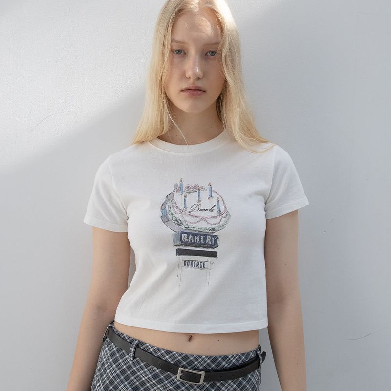 DIMANCHE（ディマンシュ）の「LA CAKE CROP T-SHIRT（Tops）」