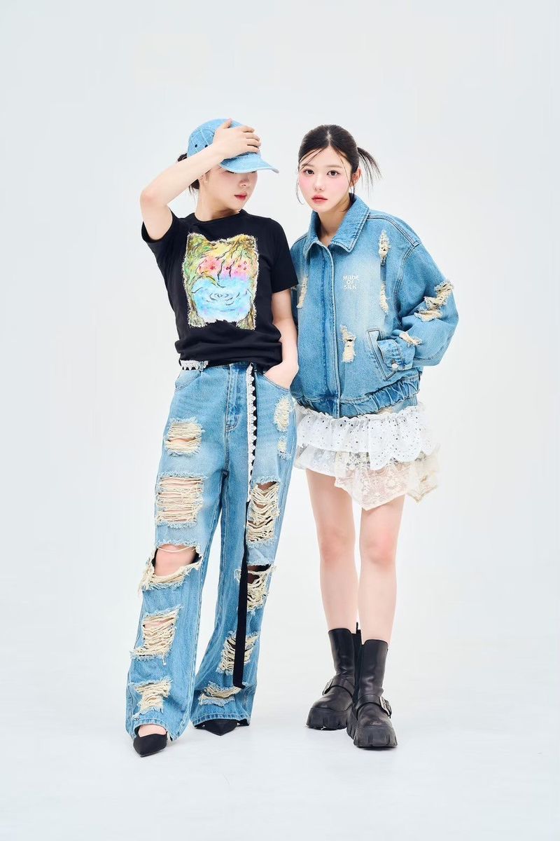 made of silk（メイドオブシルク）の「damage denim pants（Pants）」