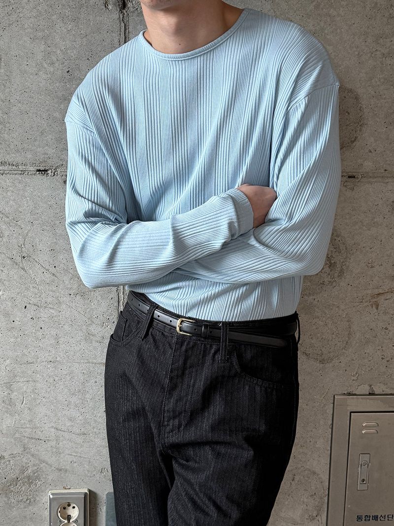 Irrregular rib slim long sleeves(5color)