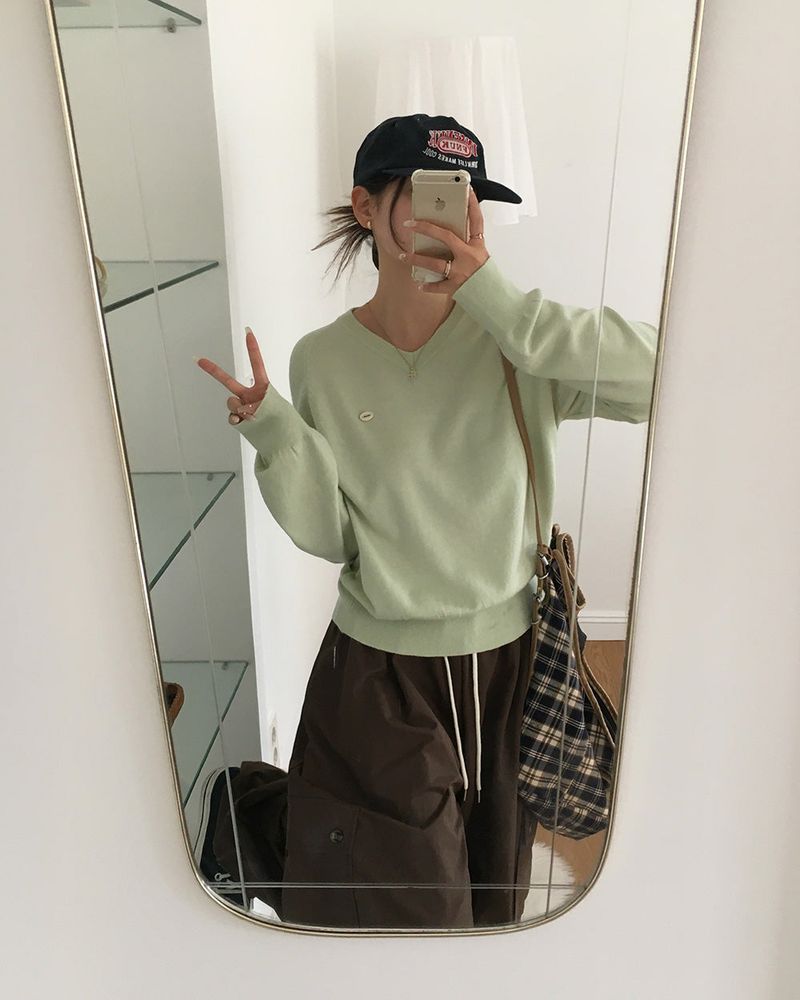 Caramel Color V-Neck Knit