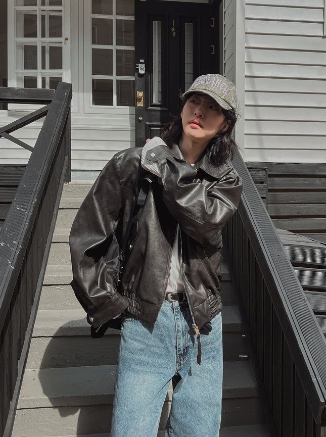 Roine Collar Leather Jacket