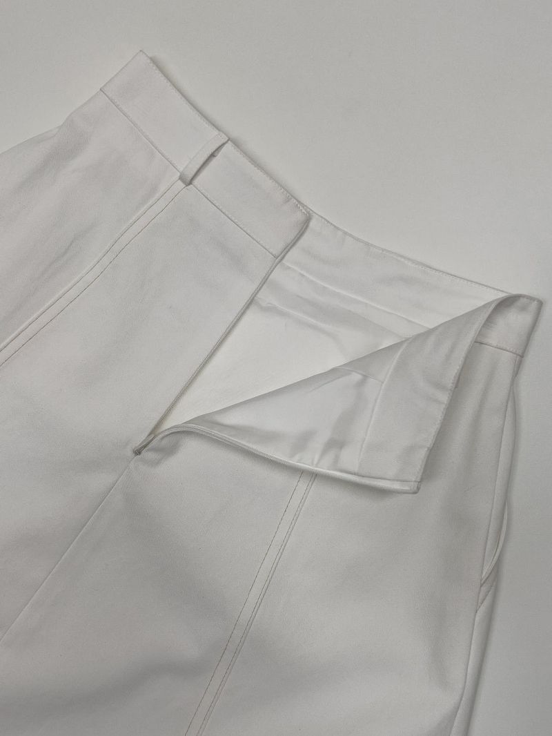 Stitched Cotton Flare Long Skirt
