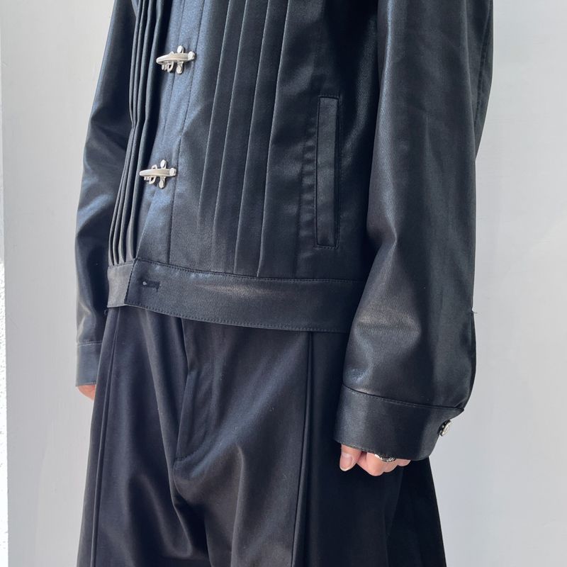3D Pleated Metal Button Collar Jacket