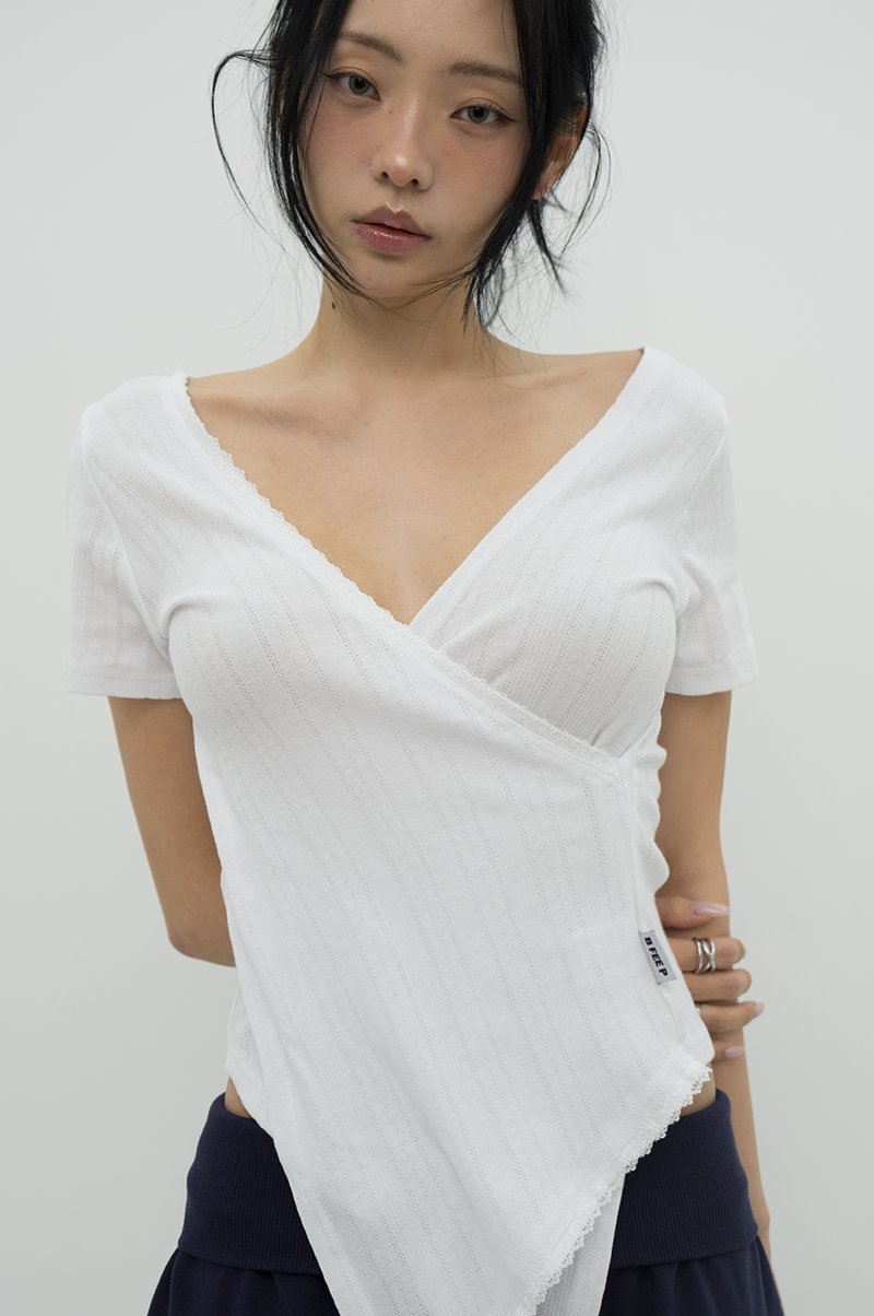 Garden Lace Wrap Top _ WHITE