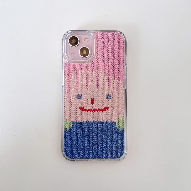 SMILEY FACE HARD JELL CASE (+HAIR KEYRING SET) _ PINK