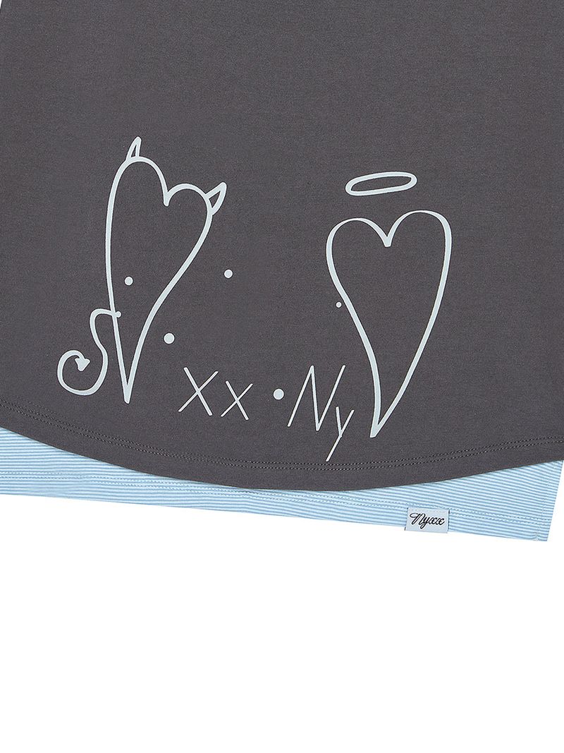 ZIPPER HEART TEE CHARCOAL