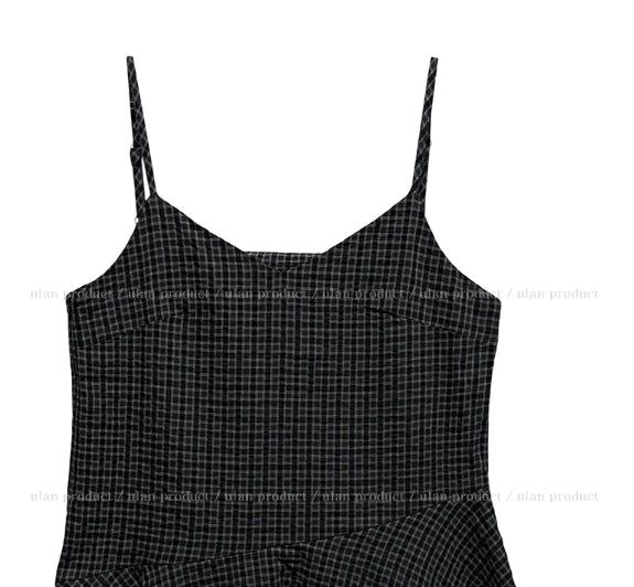 Popo Check Bustier Unbalance One Piece
