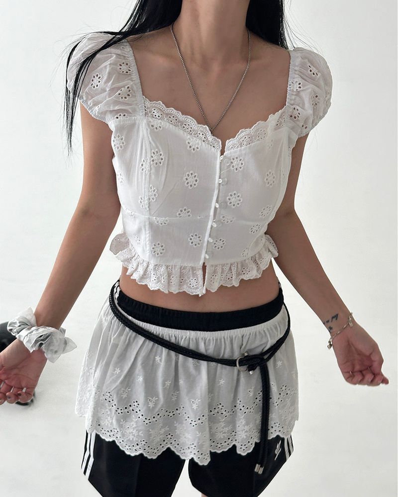 Punching Layered Belt Skirt