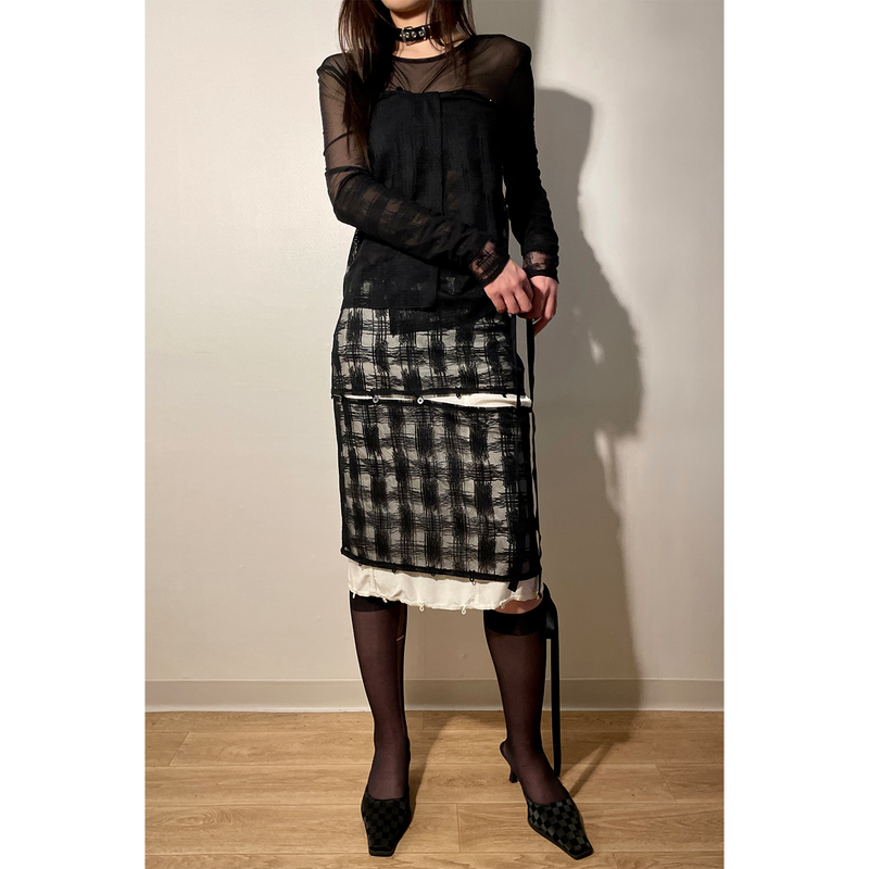 3 LAYERS CHECK SKIRT