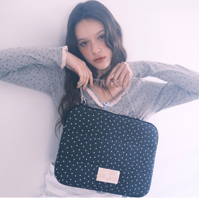 Star Chain Notebook Pouch_cotton black