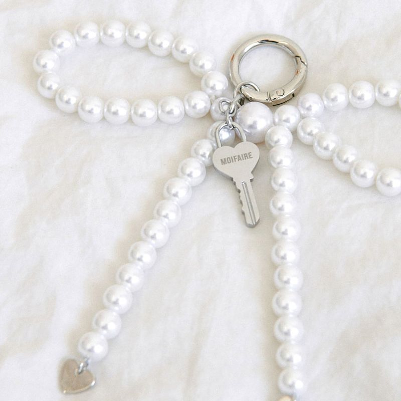  PEARL HEART KEYLING / SILVER