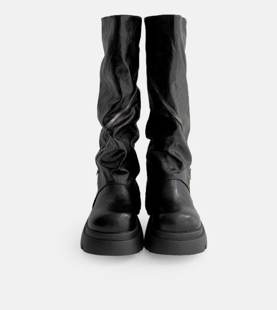 Crack Slit Zipper Boots