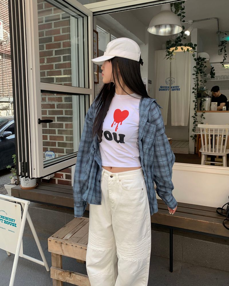 (Unisex) Destroyed check shirts