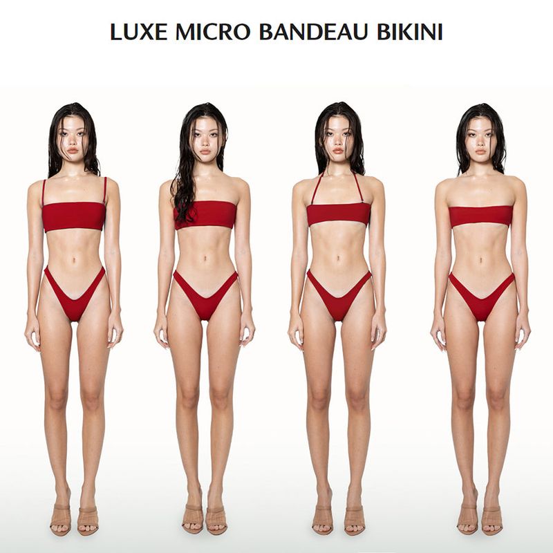 Luxe micro bandeau bikini set [soft brown]
