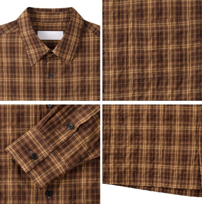 Tona Wrinkle Crop Check Shirt