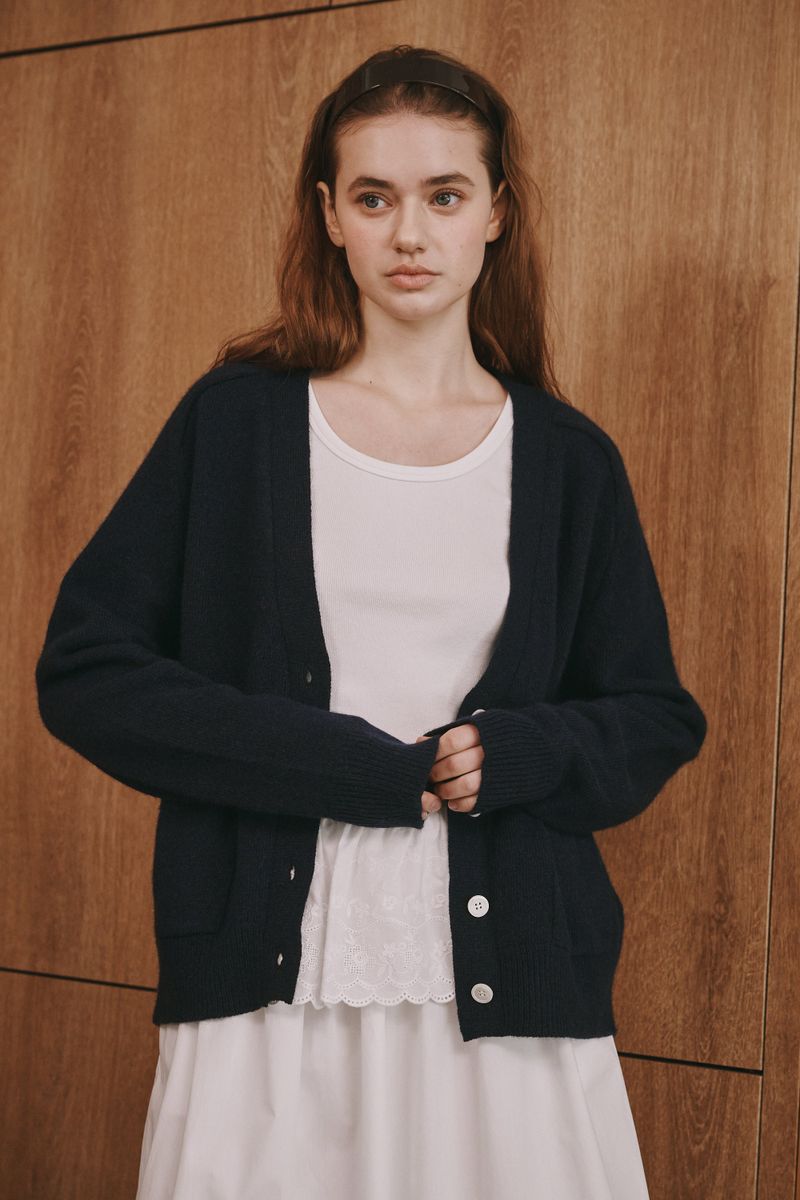 Loose cardigan (Navy)