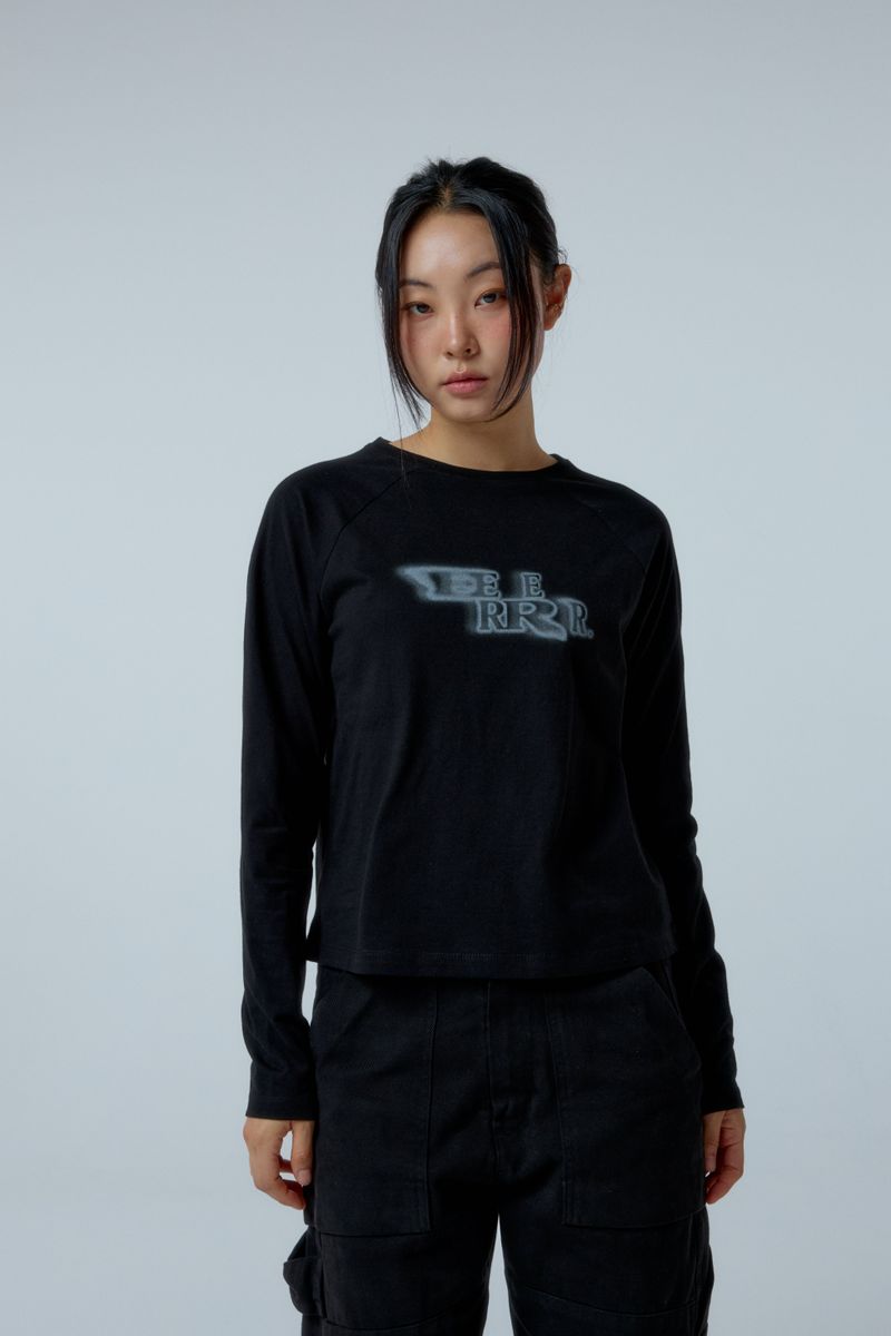 EEERRR Distorted Logo raglan long sleeve (Black)