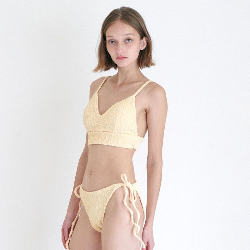 STRING SHIRRING BIKINI SET / BUTTER