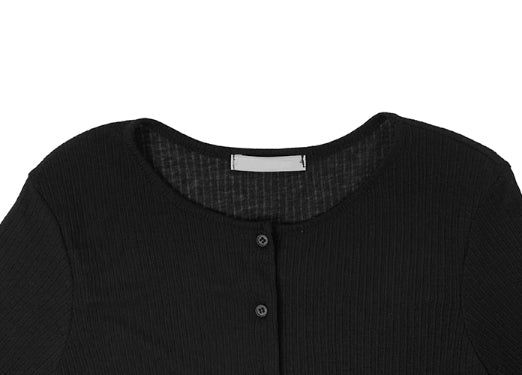 Boa See-Through Button Ribbed Long Sleeve Cardigan