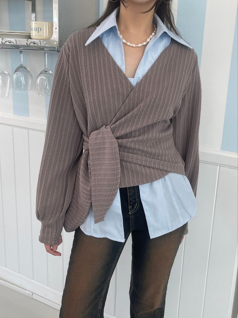 Knit Wrap Blouse