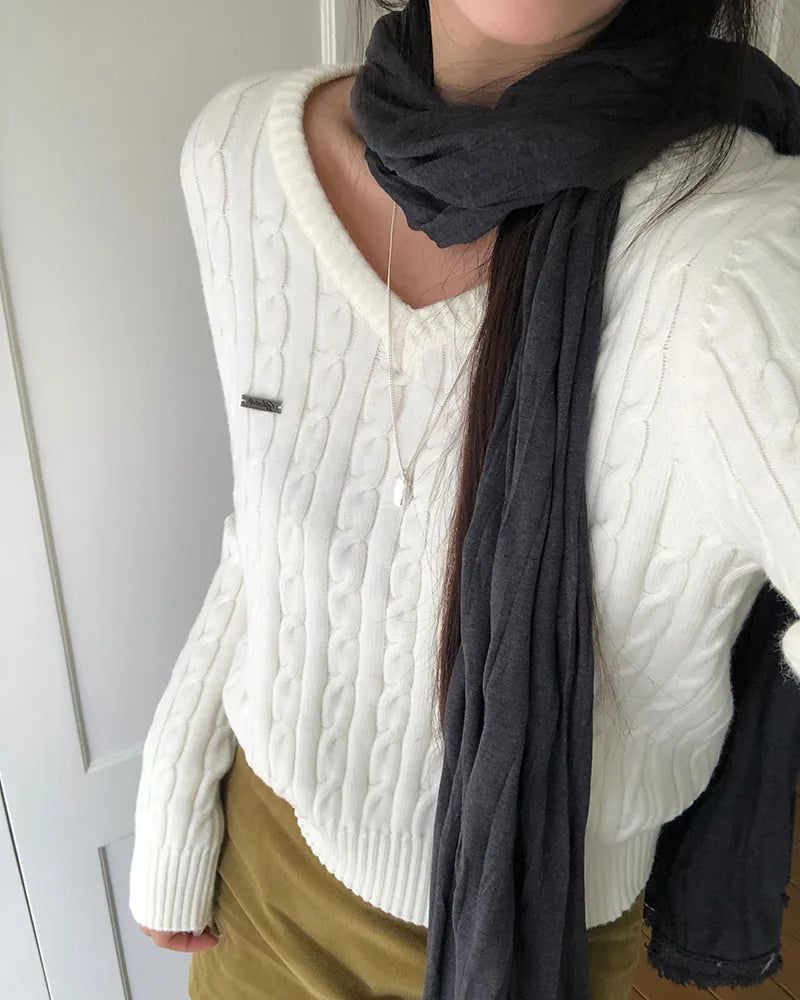 [ORIGINAL] Hayden Cable-Knit V-Neck Knit