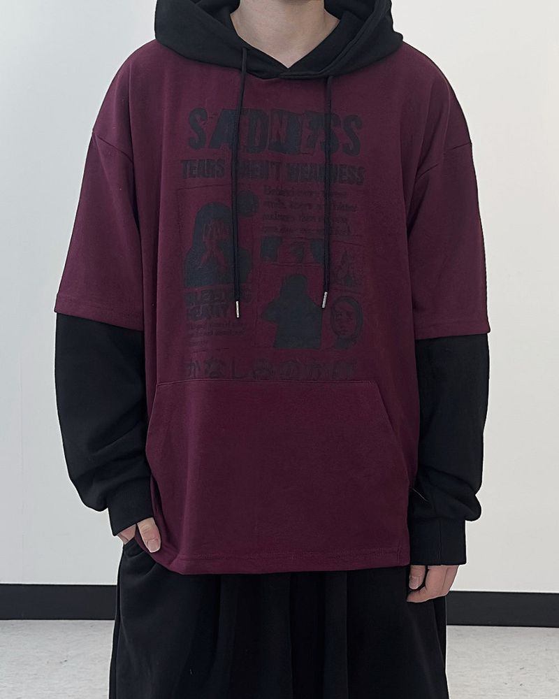 Sad Layered Oversized Hoodie