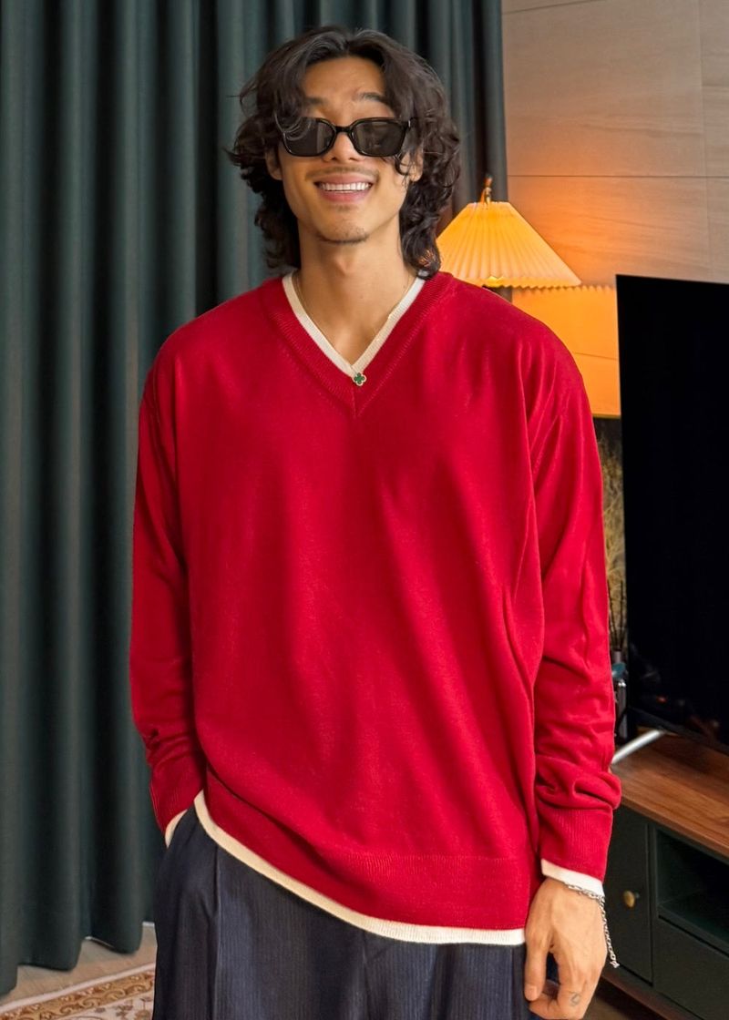 Coloring MER V-neck knit 4COLOR
