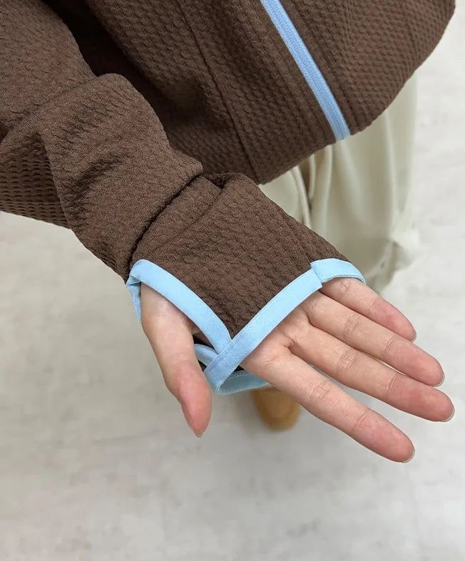Eto Waffle Color Matching Hood Zip-Up