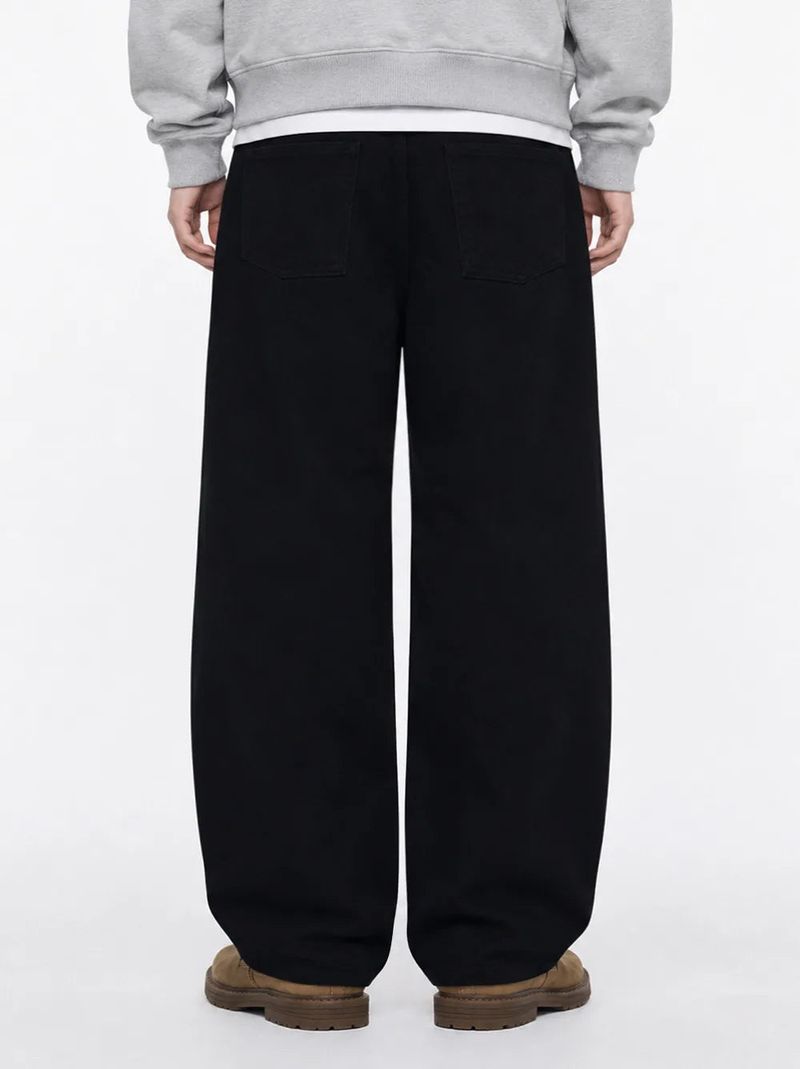 basic washing wide cotton pants (black)