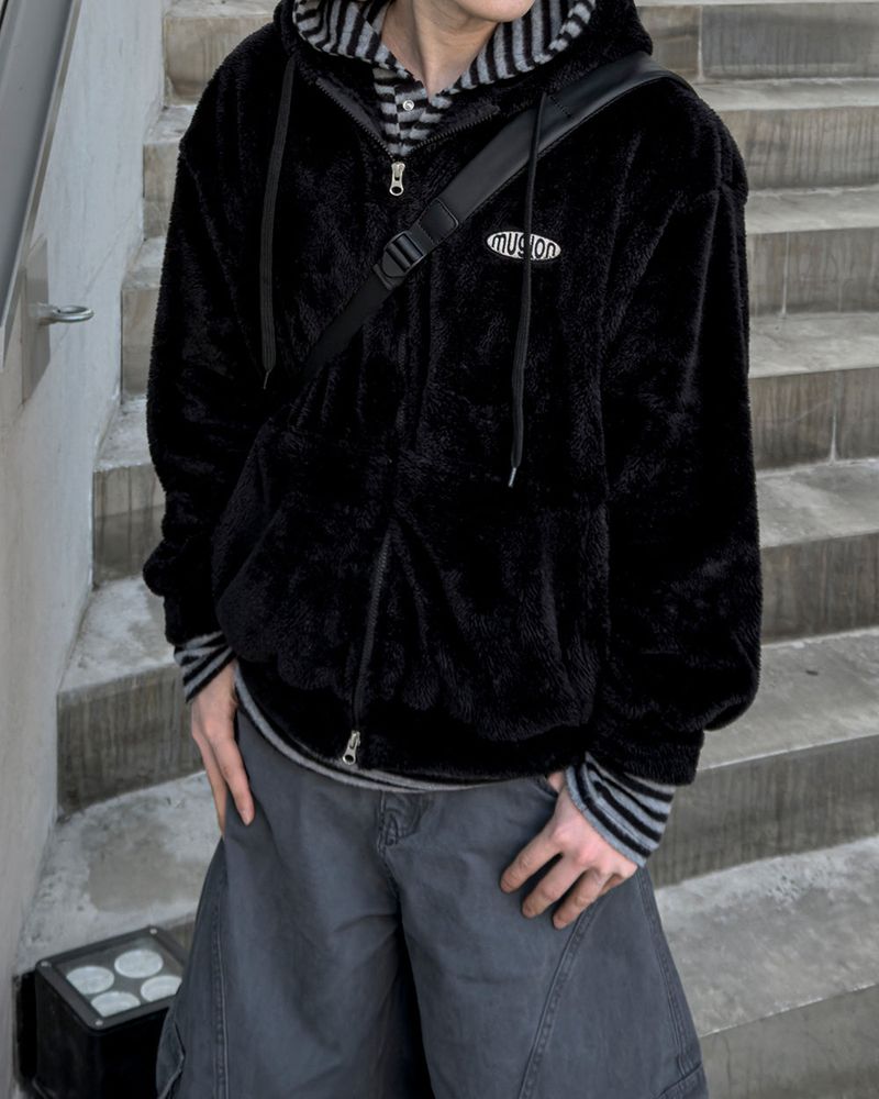 Perrin Fleece Shearling Hood Zip-Up