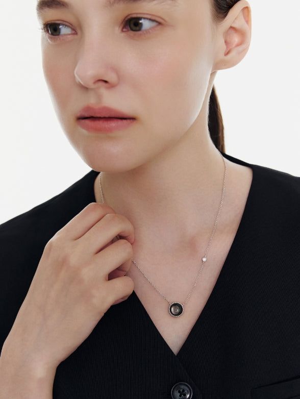 hyeres lor（イエール・ロール）の「26SS★ [Premium Plating] Pennysense AB(W) Goutte Necklace Black Pearl（Accessories）」