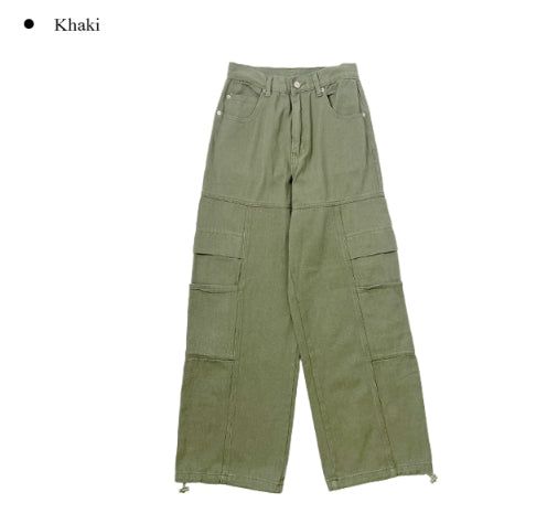 Clun Cut Wide String Cargo Pants