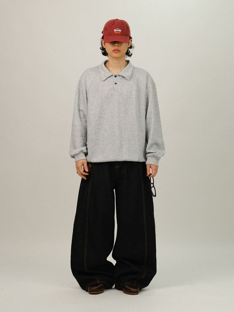 POL Non-fade Stitch Wide Denim Pants
